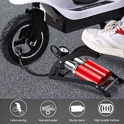 Bicycle Pump Double-Barrel With Pressure Gauge Bicycle Pedal Pump Portable High-Pressure Tire Air Pump Pump #TOP1