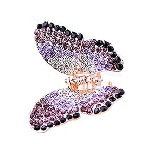 1PC Elegant Butterfly Hairpin Fancy Rhinestones Claw Clip Jaw Clips for Women Lady (Purple)