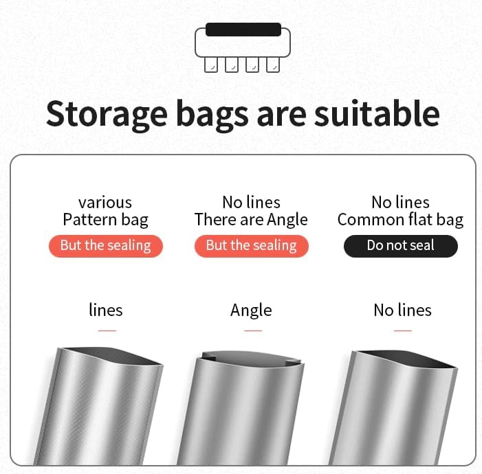 Diagram showing compatible and incompatible vacuum sealer bag types