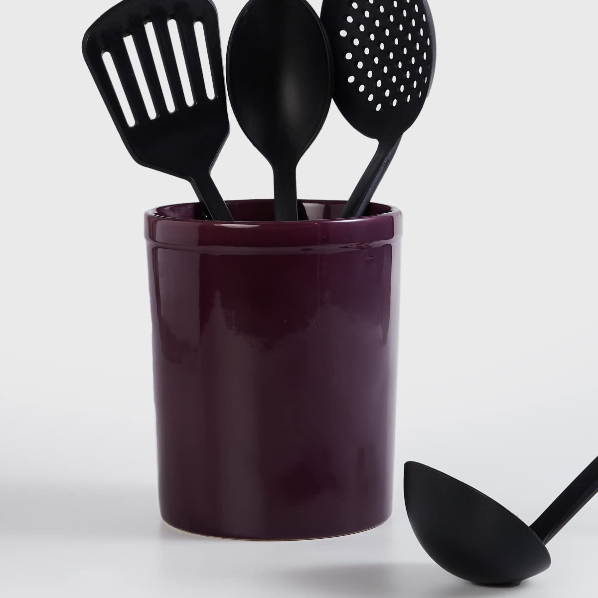 Buy Home Centre Colour Connect Purple Solid Stoneware Kitchen Tool Set Holder Online at Low