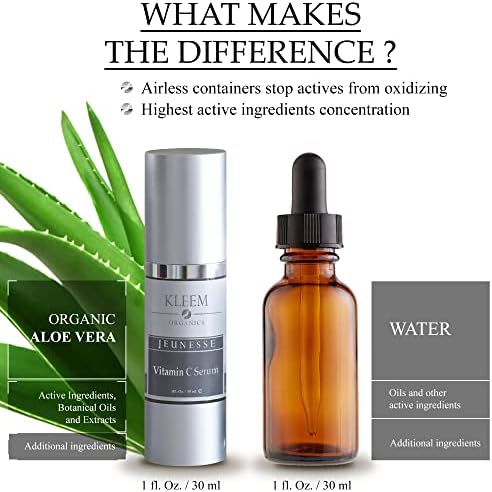 Kleem Organics Vitamin C Serum for Face with Hyaluronic Acid & Vitamin E - Firming Anti Aging Vitamin C Face Serum for Women to Boost Collagen, Reduce Wrinkles, Acne Spots, Dark Spots & Sun Damage