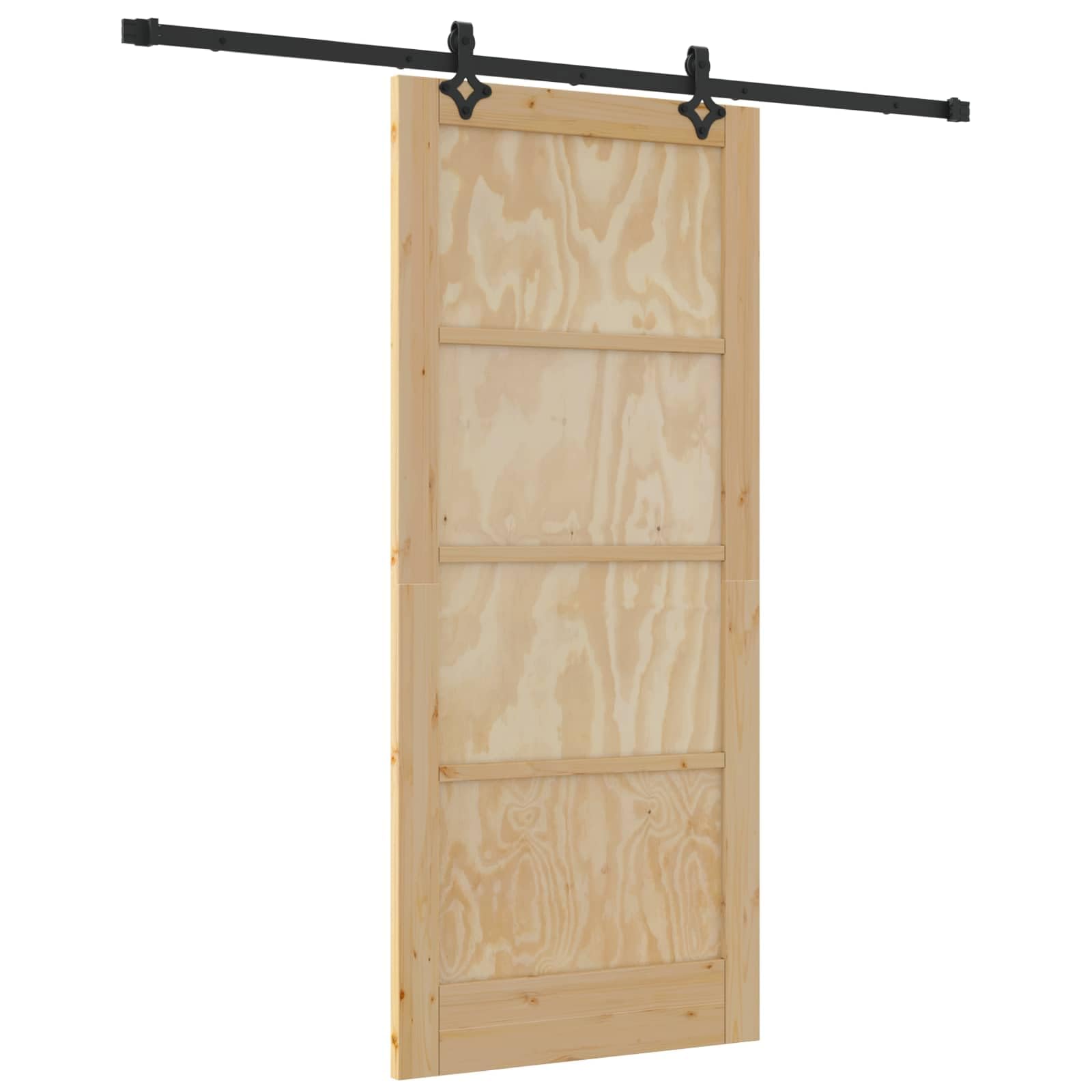 Puerta Corredera Natural y negro 86 x 198,5 cm Fácil Montaje Puerta Corredera con Herrajes para Baño Salón Sala de Estar Cocina