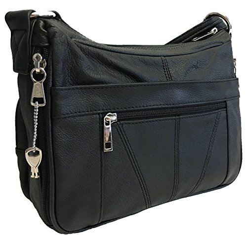 Genuine Leather Locking Concealment Purse Ccw Concealed Carry Gun Bag Handbag, Ambidextrous, Black #TOP1