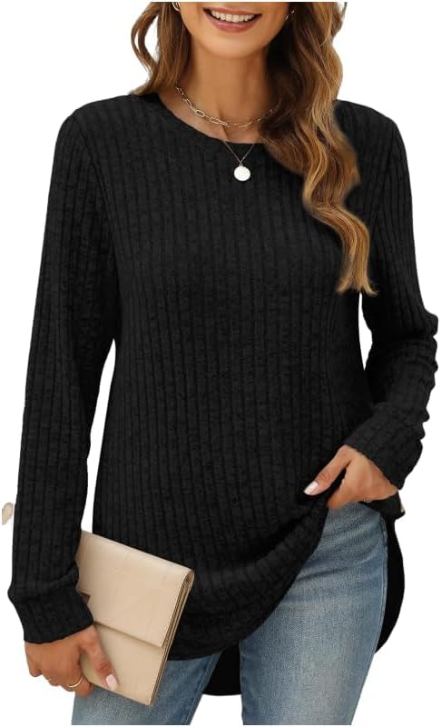Women Fashion Sweaters Long Sleeve top Fall Clothes Trendy T-Shirt Blouse - Image 3