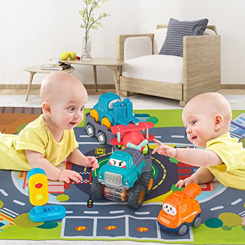 Alasou Baby Truck Car Toy With Tractor-Trailor And Playmat/Storage Bag|Baby Toys 12-18 Months|Infant Toys For 1 2 3 Year Old Boy And Girl|1St Birthday Gifts For Toddler Toys Age 1-2 #TOP2