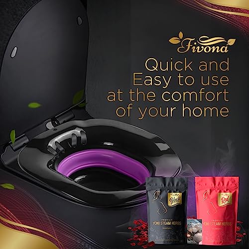 Image of Fivona 4-in-1 Yoni Steaming Kit - Foldable Over The Toilet Steamer Seat with Black and Red Yoni Steam Herbs and Storage Bag - Effective Detox pH Balance Cleansing and Relaxation - at Home V-SPA