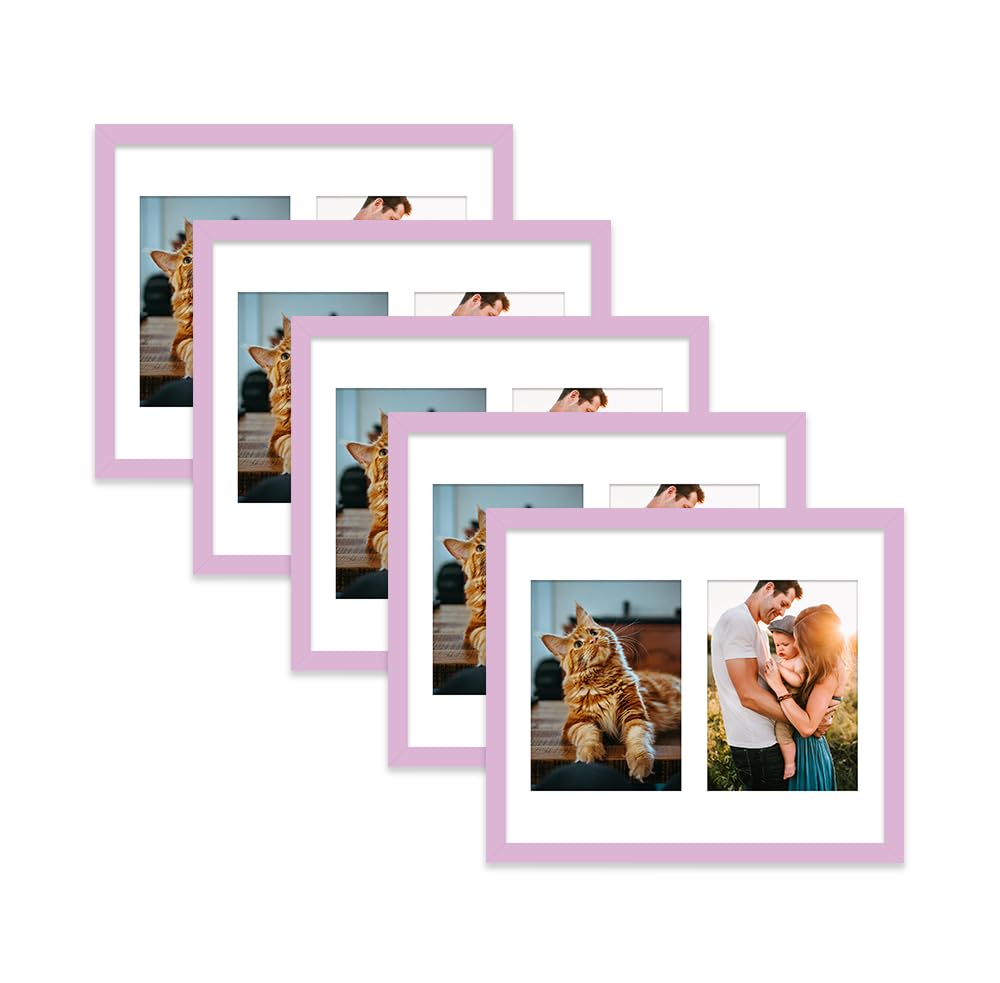 Lilac Multi Photo Frame - Holds 2 x 7x5 Pictures, Family Collage Picture Frame for Wall Display, 12x10 Frame size, Set of 5 — image 1