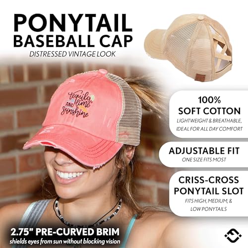 Image of Funky Junque Womens Baseball Cap Dad Hat Ponytail Messy Bun Trucker Ponycap