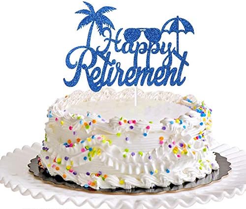 Dill-Dall Royal Blue Happy Retirement Cake Topper, Retirement Party Decorations Supplies, Retired AF Sign, Retirement Decor for Men or Women