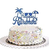 Dill-Dall Royal Blue Happy Retirement Cake Topper, Retirement Party Decorations Supplies, Retired AF