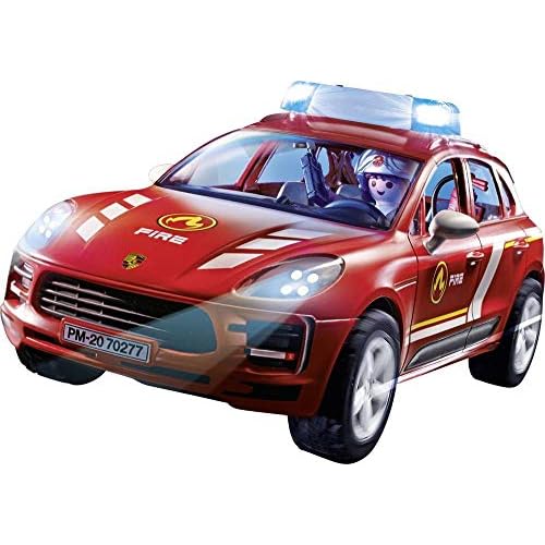 Playmobil Porsche 70277 Porsche Macan S Feuerwehr mit Licht- und Soundeffekten, Ab 4 Jahren