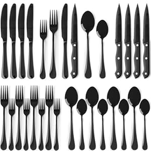 Astercook 24-Piece Black Silverware...