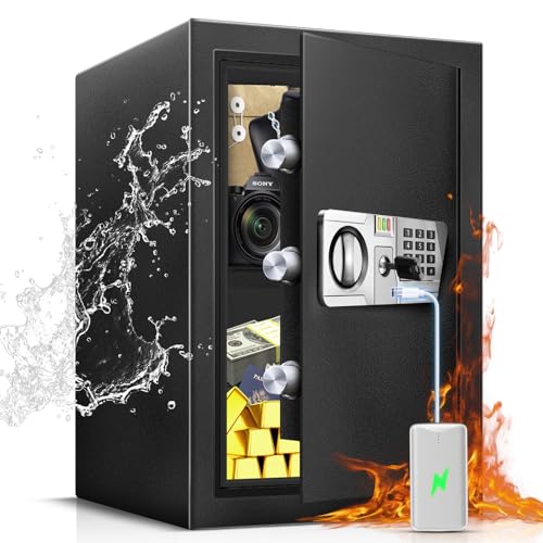 ToruKeep 60L Fireproof Safe Box with LED Sensor Light – Type-C Powered Digital Keypad, Electronic Combination Lock for Cash Jewelry, Steel Security Box for Home Office Hotel (35x31x45cm)