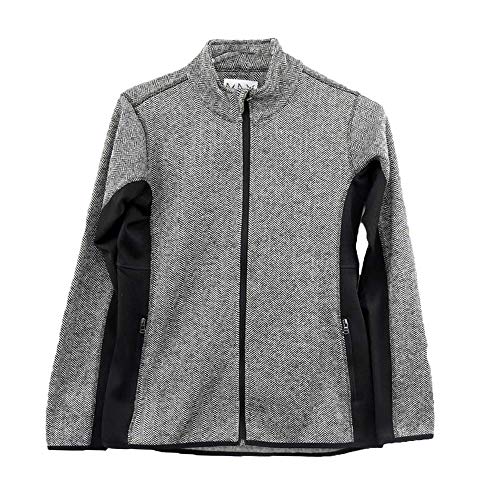 Marc New York Ladies' Full Zip Fleece Jacket (Black Herringbone, Large)