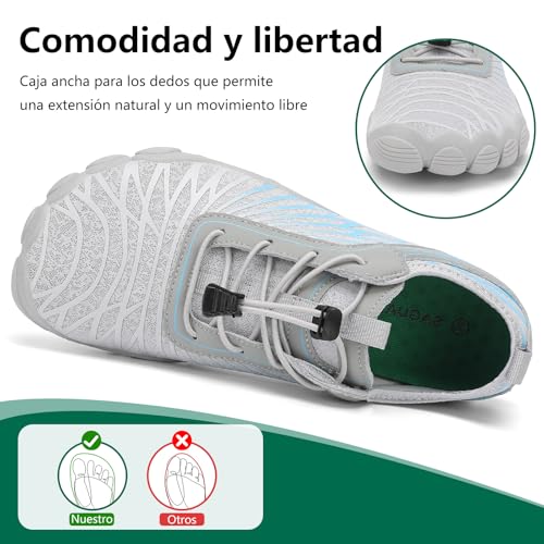 Miniatura 3 de Saguaro Barefoot Zapatillas Mujer Escarpines De Agua Secado Rápido Zapatos Minimalistas Ligeras Calzado Descalzos Con Puntera Ancha, Gris, 38 Eu