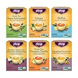 Yogi Tea - Digestion and Detox Tea Variety Pack Sampler (6 Pack) - Green Tea Super Antioxidant, Ginger, DeTox, Blackberry Apple Cider, Honey Chai Turmeric Vitality, and Egyptian Licorice - 96 Tea Bags