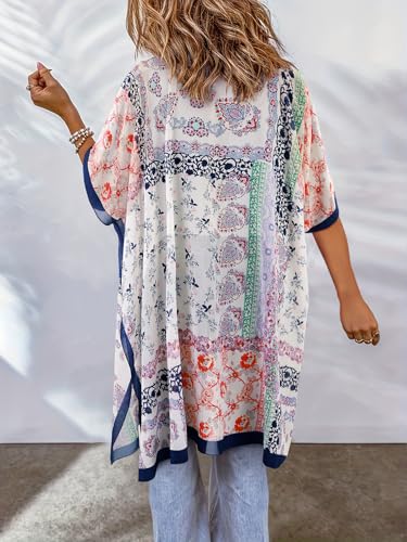 Mid-Length Slit Printed Women's Beach Sun Protection Smock