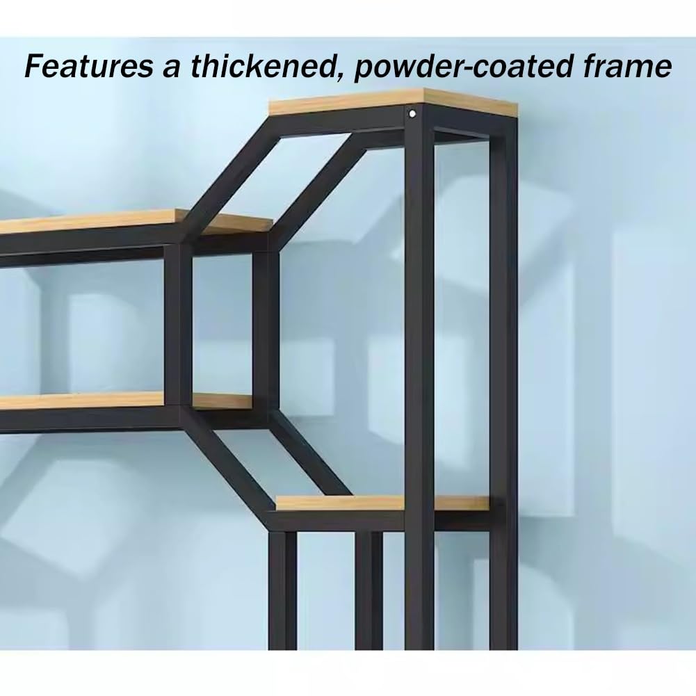 Soporte alto de metal para plantas con ruedas, estante rodante de 4 niveles, estante de exhibición de plantas para interiores y exteriores para balcón y sala de estar