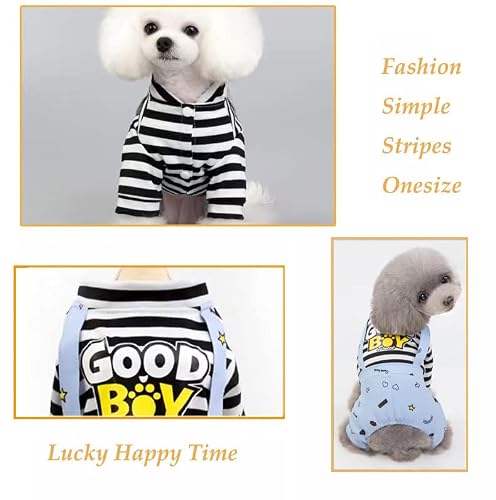 Dog Clothes Cute Stripe Jumpsuit Adorable Soft Puppy Shirt Pet Coat, Comfort Dog Pjs Apparel Costume For Small Medium Large Dogs Boy Girl Kitten, Blue, X-Large. #TOP5