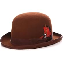 Ferrecci Derby Bowler Hat 100% Australian Wool | Dress Hats for Men | Mens Derby Hat Chocolate Brown