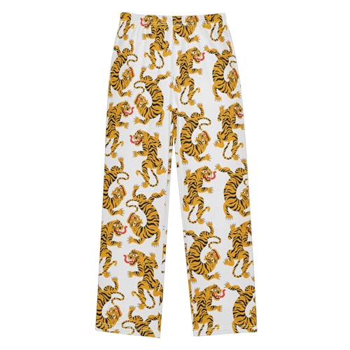 Boys' Pants Tiger Cool Animal Long Bottoms Jogger Pants Elastic Waist Trousers with Pockets S-XL