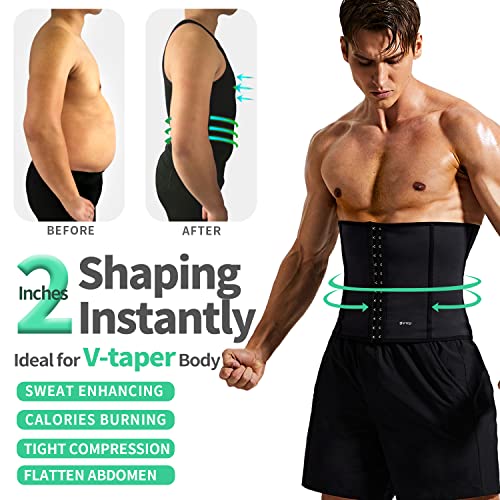 Bvvu Waist Trainer Trimmer For Men,Mens Waist Trainer Tummy Control Sweat Wrap Black #TOP1