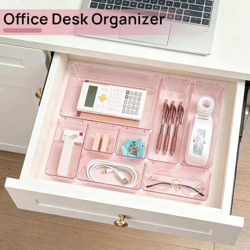 Image of Vtopmart 25 PCS Plastic Drawer Organizers Set, 4-Size Versatile Bathroom and Vanity Drawer Organizer Trays, Storage Bins for Makeup, Bedroom, Kitchen Gadgets Utensils and Office