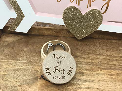 C-US-lmf379581 - Caja para Anillos de Boda con Caja Redonda de Madera para Anillos y Anillos