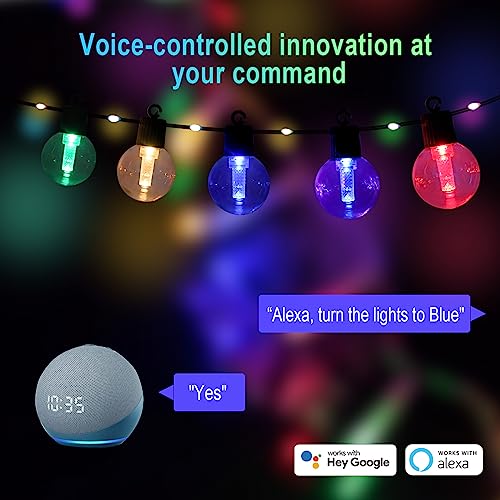 Luzes de corda inteligentes para ambientes externos, à prova d'água, luzes de pátio reguláveis com