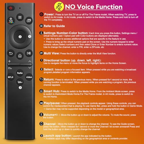 Replacement Remote for Samsung Frame, Curved, QLED & Crystal TV- No Pairing by Generic - Used condition - Image 6