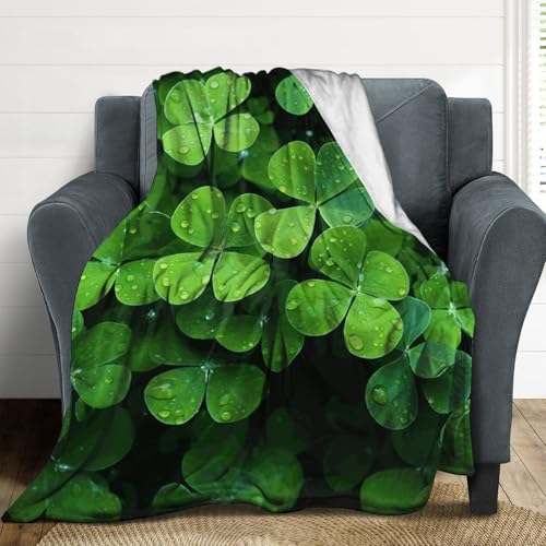 Couverture extra large flanelle trèfle vert contre le froid du sofa