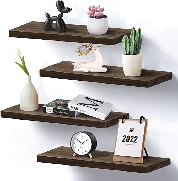 Floating Shelves, Wall Shelf Hanging Shelf for Bathroom, Bedroom, Toilet, Kitchen, Office, Living Room Décor (48 X 15 X 1.5) CM(Brown, 4 Shelves)-image-19