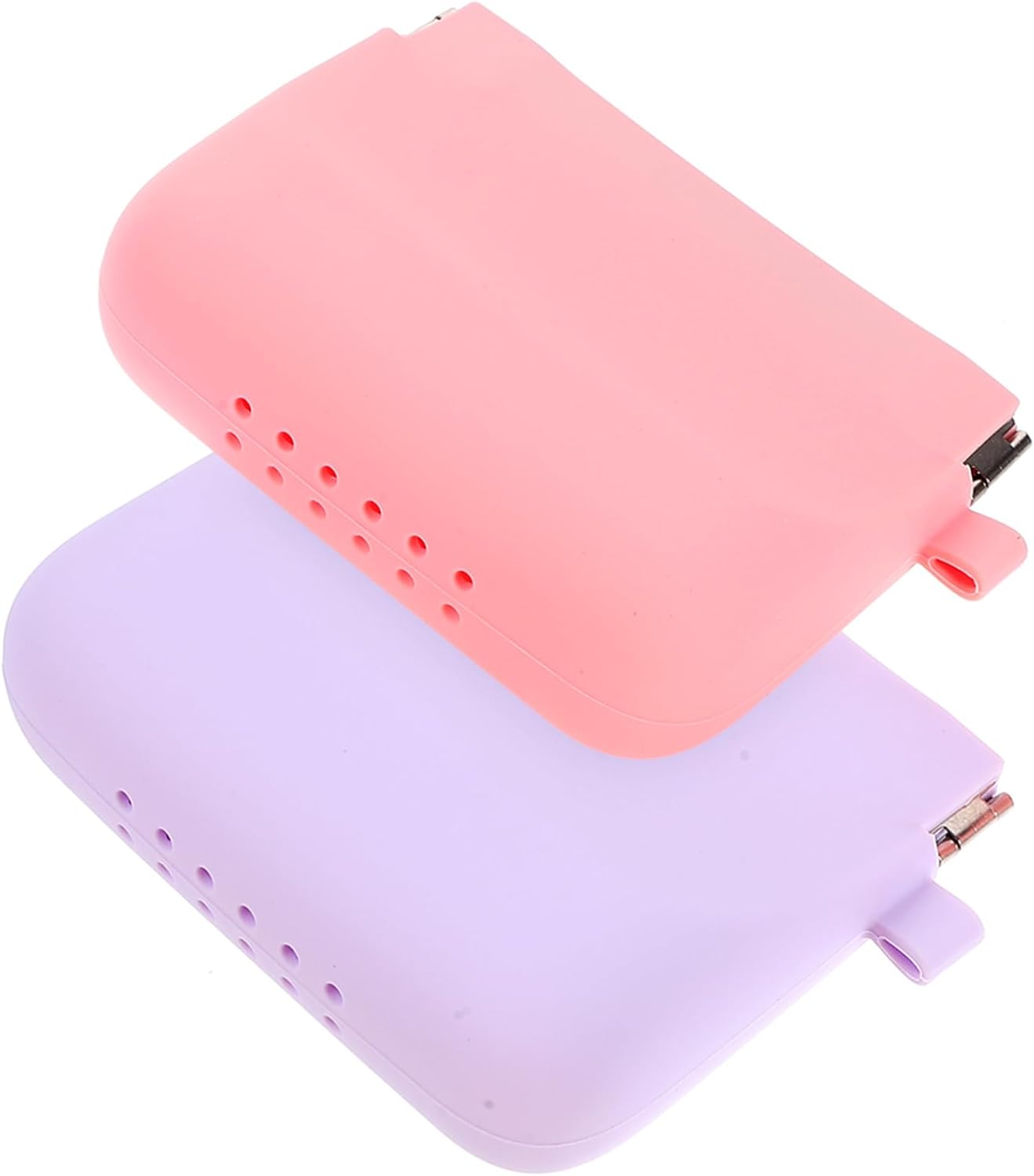 Silicone Storage Box for Data Cables and Earphones 2-Piece Set Travel Makeup Bag Self-Closing Design Portable Organizer for Jewelry and Accessories