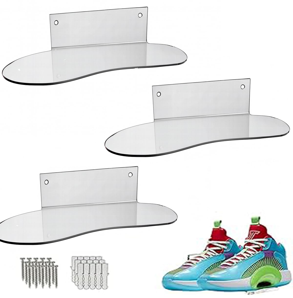 Parikshit Sublimation 10 Pcs Acyrlic Sniker Display Stand Holder Organiser for Home Shop Transparent Storage self Adhesive (10)-image-17
