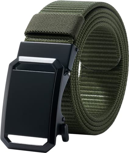 Image of LionVII Men's Belt,Ratchet Belt for Men Casual, Nylon Jeans Belt with Click Buckle, Breathable Fabric Waist Strap Easy Adjustable Trim to Fit 28-49 inch Waist