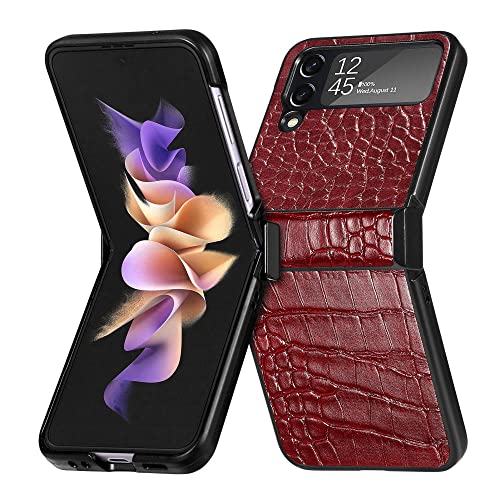 Coque Samsung Galaxy Z Flip 4 et 3 rouge à imprimé crocodile - 2