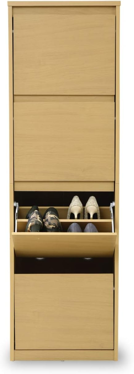 MHV-0017-NA Shoe Rack, Natural, 18.9 x 11.4 x 64.8 inches (48 x 29 x 162.5 cm)