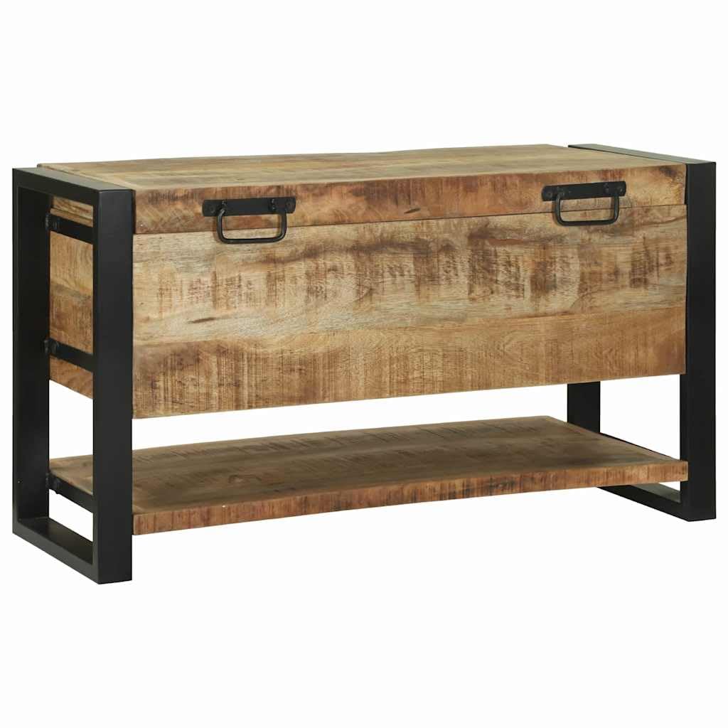 Caja de almacenamiento marrón 80 x 35 x 45 cm, baúl de madera maciza de mango, caja de madera industrial para salón y dormitorio, caja espaciosa para organizar techos y libros