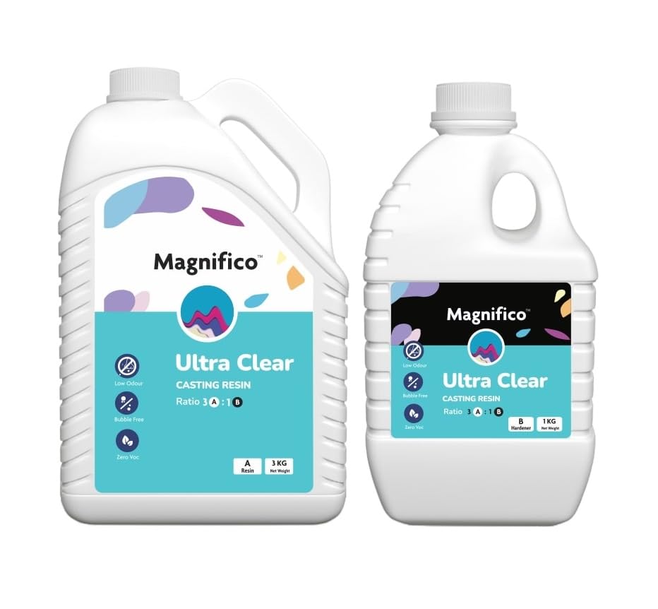 MAGNIFICO Ultra Clear 4 KG (3:1) Clear UV-Resistant Epoxy Resin Art Kit,Smooth Finish, Easy to Use with Self-Leveling, Suitable for Jewellery, Keychain & Artwork (B0D4MM3431) Amazon Price History, Amazon Price Tracker