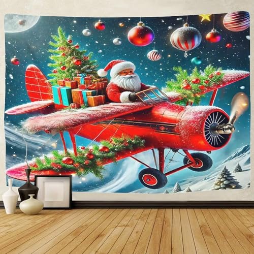 AvionTentures 3D Père Noël arrière-plan pour salon 180x230