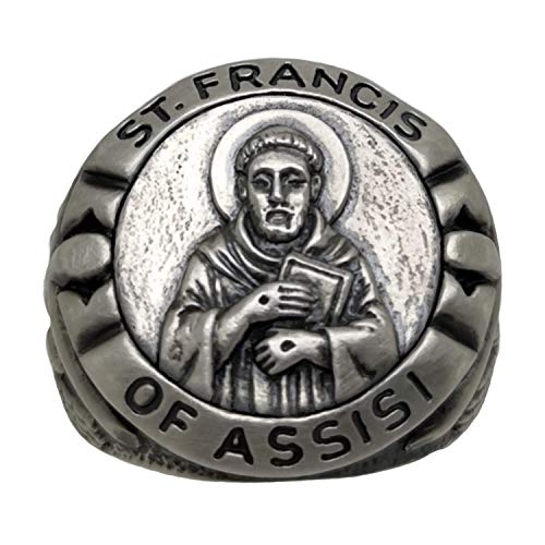 Saint Francis Of Assisi Handcrafted Sterling Silver Mens Ring Stigmata, Christian, Catholic #TOP7