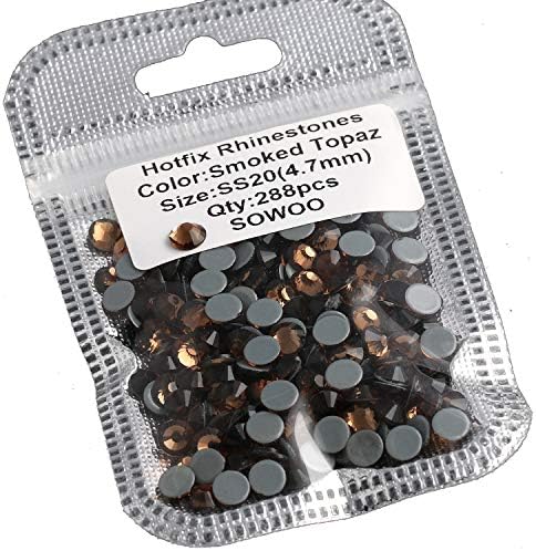 Hotfix Rhinestones Round Shape Flatback Crystal Glass Loose Beads were Fantastic to Decorate Wedding Dresses Shoes Article Containers and Nails|288PCS 16 Facets SS20 Precision Cut Smoked Topaz|SOWOO