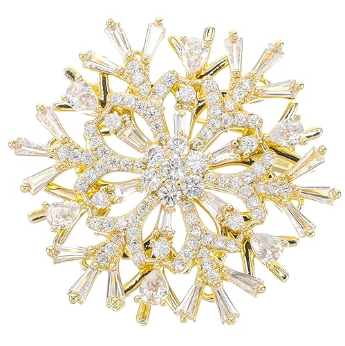 Artificial Diamond Snowflake Brooch - Elegant Lapel Pin for Hat or Shirt for Woman.
