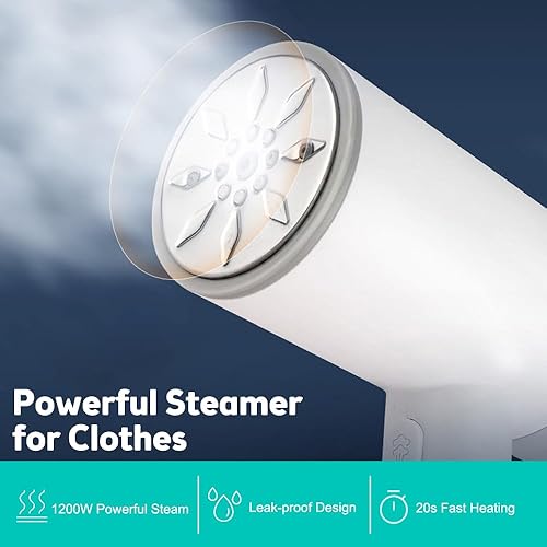 Miniatura 3 de Vaporizador de mano para ropa, horizontal y vertical, 1200 W, 6.8 fl oz, 20 segundos, calentamiento rápido, plegable, portátil, removedor de arrugas