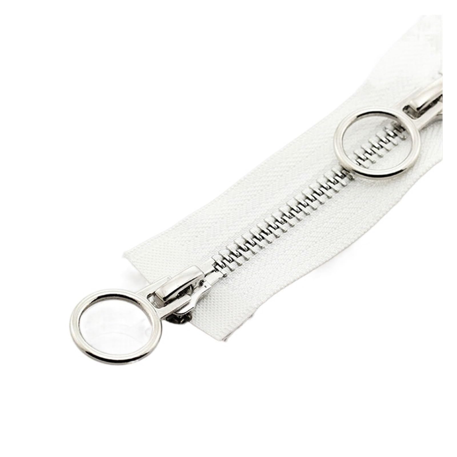 Zip， 1PC Zip Jacket Double Slider DIY Sewing Circle Sliders Garment(White,70cm)