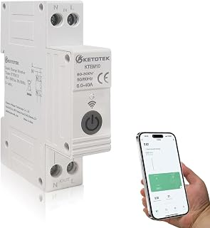 KETOTEK Smart Stromzähler Hutschiene mit 4 Zeitmodi, Digital 1P Stromverbrauchsmesser 1 Phasig Wechselstromzähler WiFi kWh Zähler DIN Rail Smart Meter von Tuya/Smart Life Fernsteuerung