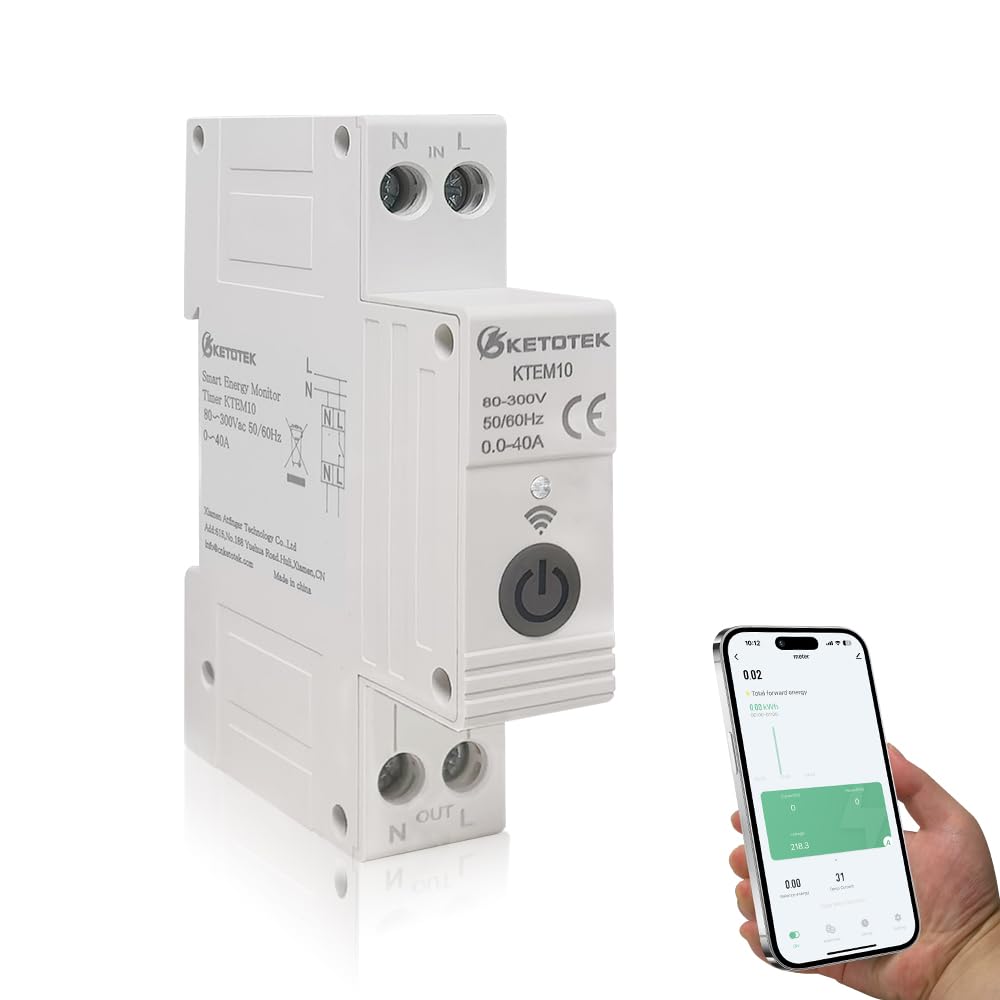 KETOTEK Smart WiFi Electricity Meter with 4 Time Modes 1 Phase Top Hat Rail