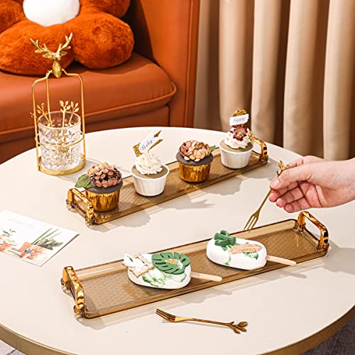 Xingzhuo 15.8 ×4 '' Acrylic Serving Tray With Gold Handles, Modern Design Trendy, Coffee Tray Coffee Table Tray, Breakfast Fast Food Appetizers Serving Tray, Trays For Serving Party,2 Pack #TOP6