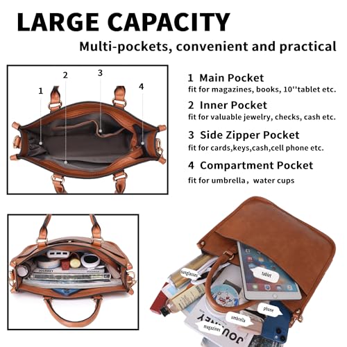 Bolso bandolera Tote para mujer con asa superior de PU miniatura 5