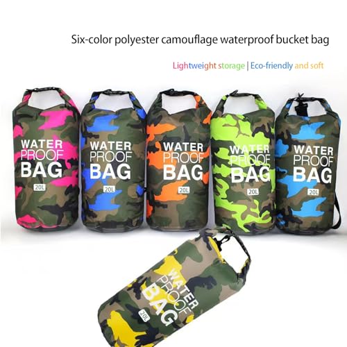 Bolsa seca camuflada de 20L, diseño Roll-Top, adecuada para kayak, rafting, natación y pesca - Camuflaje azul claro miniatura 7